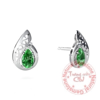 Bông tai đá Emerald tổng hợp - MS: EMER027
