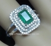 Nhẫn đá Chalcedony thiên nhiên màu Emerald - MS: CHARW008 - anh 2